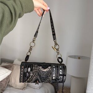 Mary Frances Black and Silver Embellished Clutch